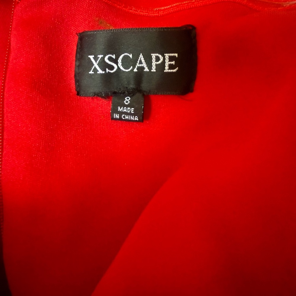 Xscape Red Wide-Leg Jumpsuit with V-Neck - Picture 3 of 4